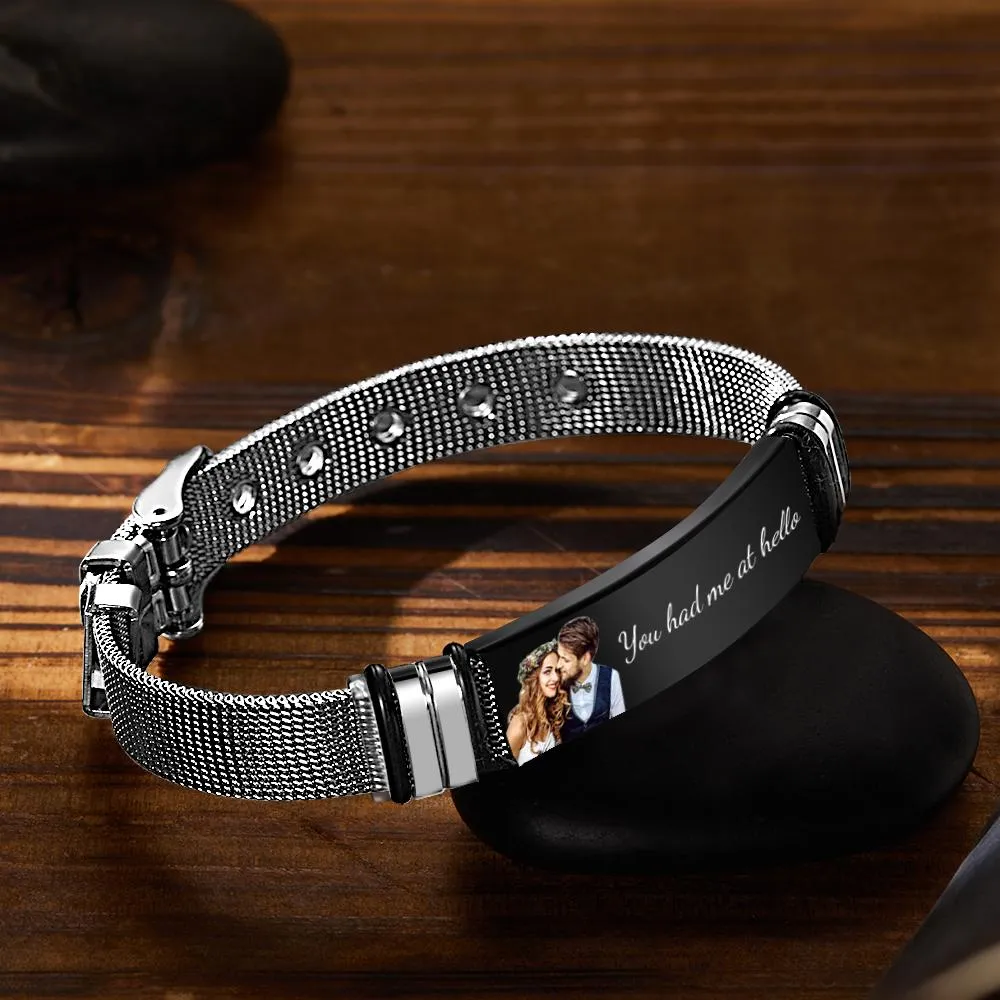 Personalized Photo and Engraved Stainless Steel Bracelet – Unique Wedding Day Gift