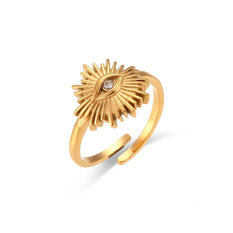 Retro Geometric Eye Open Ring Synthetic stone Rings
