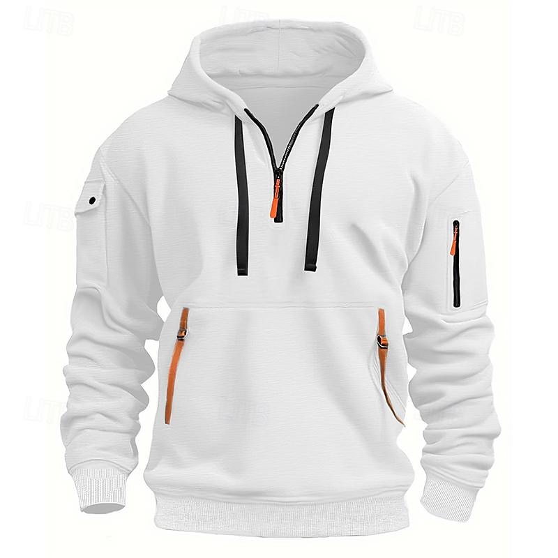Versatile Quarter-Zip Hoodie for Men – Black, White, Burgundy, Navy Blue, and Royal Blue – Casual, Streetwear, and Sportswear Essentials