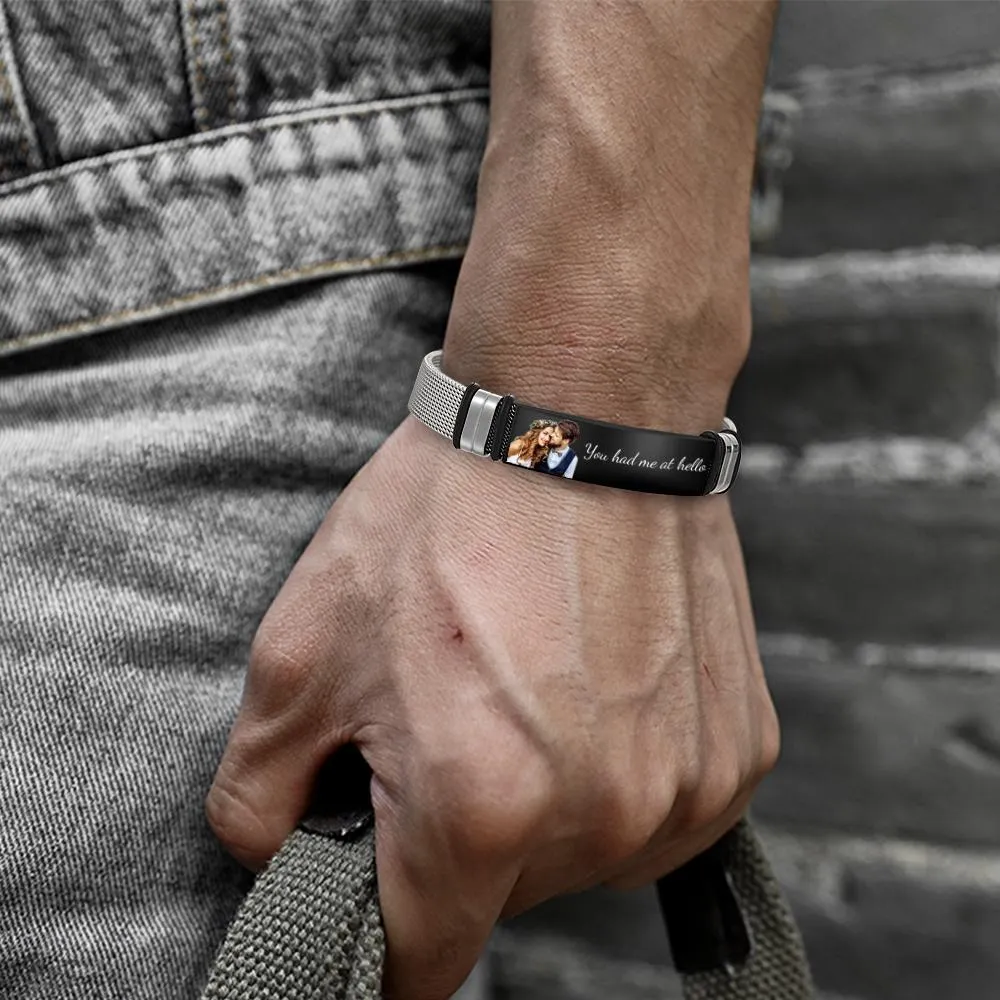 Personalized Photo and Engraved Stainless Steel Bracelet – Unique Wedding Day Gift