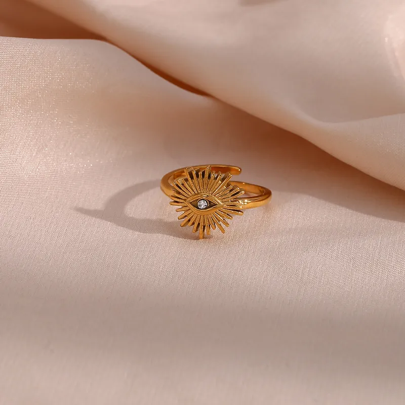 Retro Geometric Eye Open Ring Synthetic stone Rings